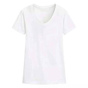 Camiseta de Verano 2026 para Mujer, Cuello en V, Logotipo Personalizado OEM, Diseño Básico Informal, Tallas Grandes, Manga Corta, Algodón y Poliéster, Color Gris, de Fábrica - Product Image 3