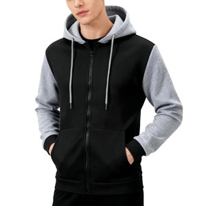 Sudadera con capucha y cremallera para hombre, de color liso, manga raglán, forro polar de felpa francesa, corte holgado informal, ropa de invierno, bordado digital - Product Image 2