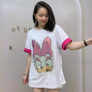 เสื้อยืดครอปคอกลมสีขาวสำหรับผู้หญิง แขนสั้น ผ้าฝ้ายเจอร์ซีย์ 100% ลายดอกไม้รูปหัวใจ สวมใส่สบาย ทรงปกติ สำหรับฤดูใบไม้ผลิ/ฤดูร้อน/ฤดูใบไม้ร่วง - Product Image 4
