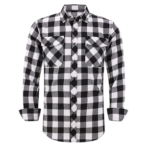 Chemises en flanelle à manches longues pour hommes, design à carreaux renforcé et cousu, produit fiable, chemises boutonnées. - Product Image 4