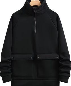 Men's Fashion Raglan Sleeve Half-<b>Zip</b> Open Neckline Autumn/Winter Casual Versatile Regular Sleeve 100% Cotton Fleece Sweatshirt - Product Image 1