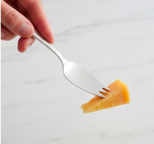 Couteau à fromage en acier inoxydable, finition miroir argenté, avec manche gravé en forme de feuille, pour usage en cuisine - Product Image 4