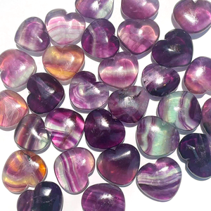 Wholesale Hot Selling Natural Stone Crystal <b>Crafts</b> Heart Shape Healing Stones colorful fluorite Crystal Heart For Women Jewelry - Product Image 5
