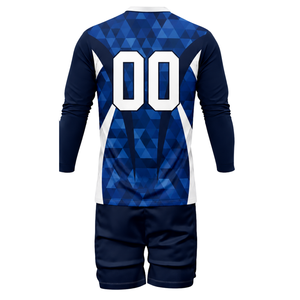 Ensemble de vêtements de volley-ball sublimé bleu et noir pour hommes, manches longues, en polyester, pour compétition d'équipe - Product Image 3