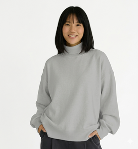 Women Heavyweight Mock Neck Long Sleeve Pullover Sweatshirt Custom Heavy Weight Sweatshirt For Women OEM Service - Product Image 1