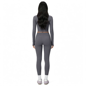 SPINE CRAFT Conjunto de Yoga para Mujer: Top Corto Halter de Manga Larga, Pantalones Cortos sin Mangas con Cuello Redondo y Control de Abdomen de Cintura Alta para Entrenamiento - Product Image 6