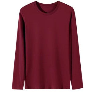 Camiseta de Manga Larga para Hombre, Talla Grande, 100% Algodón, Cuello Redondo, Corte Holgado, Color Sólido, Estampada, con Logotipo Personalizado en la Parte Delantera - Product Image 2