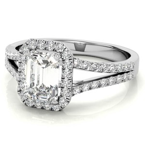 <b>Emerald</b> Cut 6x8mm Moissanite Solitaire <b>Ring</b> 925 Sterling <b>Silver</b> Gold Plated Prong Setting Luxury Engagement & Wedding <b>Ring</b> - Product Image 3