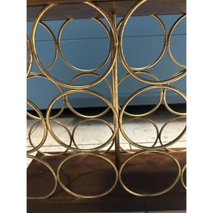 Vintage Brass <b>Wine</b> Rack Rectangle Wood Base Metal Bottle Holder Durable For Home Bar Storage - Product Image 4