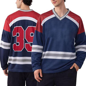 Maillot de hockey sur glace professionnel OEM à séchage rapide 100 % polyester, personnalisé avec broderie, numéro imprimé, uniforme d'équipe, haut en polyester - Product Image 1