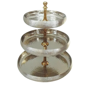 Premium Design 3 Tier Silver Plated Metal <b>Cake</b> <b>Stand</b> Decorative Tiered Serving Tray For Weddings Parties And Dessert Holder - Product Image 3