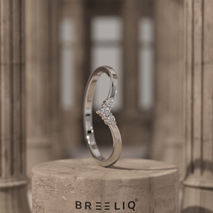 แหวนทองคำแท้ 14K รูปตัววี ประดับเพชรแล็บโกรว์แบบคลัสเตอร์ ดีไซน์มินิมอล แหวนแต่งงานสามเม็ดสำหรับผู้หญิง - Product Image 1