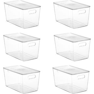 Contenedores Apilables Transparentes con Tapas, Paquete de 6, Contenedores de Plástico Extra Grandes con Asas para Organización de Despensa - Product Image 1