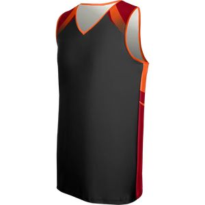 Men's Black Orange V-Neck Sleeveless Basketball Jersey Moisture Wicking Polyester Regular Fit All Seasons Sublimated Print - Product Image 4