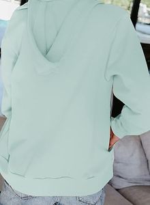 เสื้อฮู้ดสีเขียวมิ้นท์แบบซิป ทรงปกติ สีพื้น สไตล์ลำลอง ใส่ได้ทั้งชายและหญิง เหมาะสำหรับฤดูใบไม้ผลิ ผ้าถักขนแกะ แขนยาว - Product Image 2