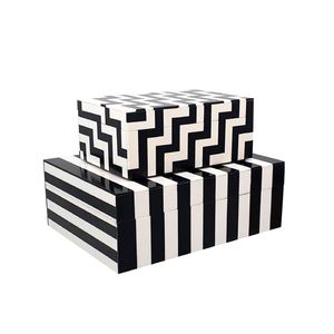 Hot Selling Promotion Trending Portable Travel Jewelry Storage Box Simple Case Rectangle Geometric MDF Resin Inlay Artistic Love - Product Image 1