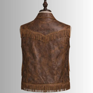 <b>Mens</b> Western Fringe Vest Leather Cowboy Sleeveless <b>Jacket</b> <b>Suede</b> Tassel Biker Rodeo Festival Supplier Premium OEM Apparel - Product Image 4