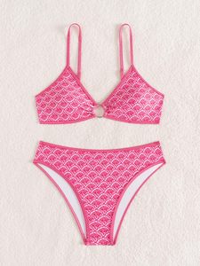 Conjunto de Bikini de 2 Piezas Sexy para Mujer, Estampado Floral Personalizado, Escote Pronunciado, Cintura Alta, Traje de Baño de Verano, Spandex y Poliéster - Product Image 6