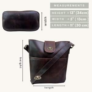 Pochette élégante pour femme en cuir véritable vintage avec bandoulière réglable, compacte et légère, capacité 3L+ - Product Image 6