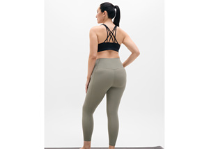 Soutien-gorge de sport sans coutures pour femme, dos nageur, col ras du cou, maintien moyen, pour yoga et entraînement, logo uni sur le devant, noir, Spandex Nylon - Product Image 2