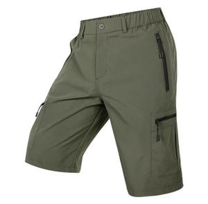 Shorts cargo pour hommes, taille mi-haute, séchage rapide, couleur unie, décontractés, avec poches zippées, logo avant, coupe-vent - Product Image 5