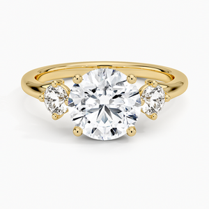 Anillo de Compromiso de Lujo con Tres Diamantes Redondos Cultivados en Laboratorio, para Mujer, en Oro Amarillo, Rosa y Blanco de 14K y 18K, para Uso Diario - Product Image 1