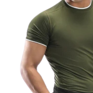 Chemise de compression athlétique olive pour homme, respirante, à séchage rapide, extensible, à manches courtes, pour l'entraînement en salle de sport, haut de sport - Product Image 4