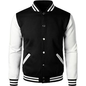 Veste universitaire pour homme, veste bomber décontractée à manches en cuir, veste de baseball avec lettrage - Product Image 1
