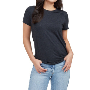 T-shirt imprimé à manches courtes pour femme en tissu polyester/coton, couleur unie, col rond, écologique, respirant, séchage rapide - Product Image 1
