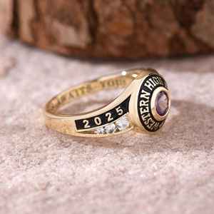 Anillo de Graduación Universitario Personalizado BOJ School Ring 064, Anillo de Colegio Secundario para Ella, con Piedra de Nacimiento, Plata 925, ¡Oferta! - Product Image 2