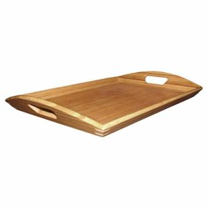 Eco-Friendly Natural Serving <b>Tray</b> with Built-in Handles - Durable Large Rectangle Platter for <b>Breakfast</b> Tea & Coffee Wooden <b>Tray</b> - Product Image 1