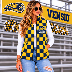 Nuevo Chaleco Impermeable para Mujer con Bloques de Color y Estampado a Cuadros, Chaqueta sin Mangas Acolchada de Invierno con Cremallera, 100% - Product Image 6