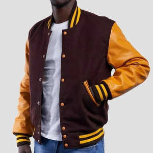 Chaquetas de invierno con mangas de cuero y bordado personalizado, fabricante profesional, chaqueta varsity de alta calidad para hombre - Product Image 1