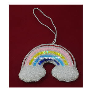 New Latest And Super Shining Of Golden Zari Embroidery With Beaded Work On <b>Mushroom</b> Shape Design <b>Decorative</b> Hanging Ornament - Product Image 6