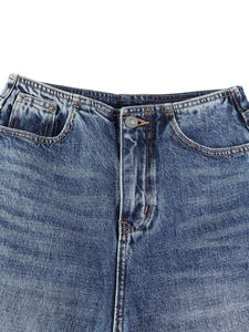Jean en denim Yuanbofei pour femme, coupe décontractée, jambe large, taille haute, respirant, écologique, ajustement ample, couleur unie, haute qualité - Product Image 3