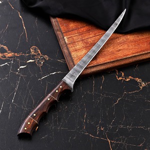 Couteau à fileter artisanal OEM/ODM, lame en acier Damas, manche en bois, 13 pouces, cuisine, bricolage, pêche, camping, extérieur - Product Image 2