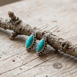 Pure <b>925</b> Sterling <b>Silver</b> Turquoise Drop <b>Earrings</b> Rose Gold & Yellow Gold Plated Handmade Vintage Jewelry Gift for Women Mom - Product Image 6