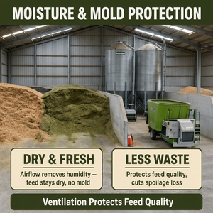 Keystone Durable HVLS Ceiling Ventilation Fan Optimize Air Quality & Humidity Control for Dairy Farm Feed Storage Zone - Product Image 2