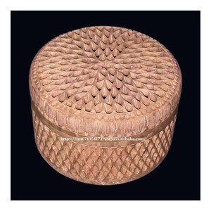 Cajas de regalo de piedra hechas a mano elegantes de 10x10 cm, cajas de joyería de esteatita, diseño tallado, artesanías de piedra, cajas de joyería - Product Image 2