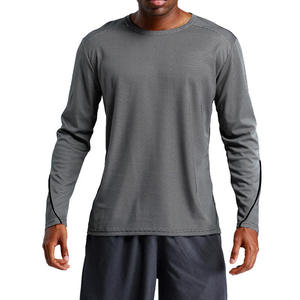 Camiseta de Manga Larga para Hombre, Cuello Redondo, Corte Regular, Color Sólido, Informal, de Algodón Tejido Transpirable - Product Image 3