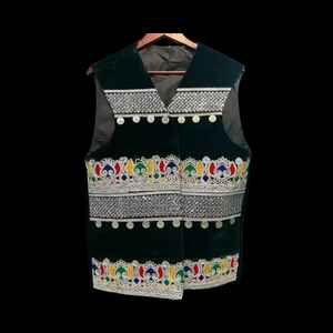 Elegante Chaleco Étnico Afgano de Lana sin Mangas con Encaje para Hombre, Chaleco Kurta con Bordado a Mano, Transpirable, de Secado Rápido, Informal para Otoño - Product Image 3