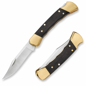 Couteau de poche pliant artisanal, lame en acier inoxydable, couteau à verrouillage, manche en bois d'ébène, outil de camping en plein air avec étui en cuir - Product Image 1