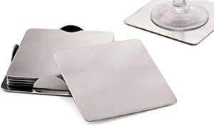 Stainless Steel Coaster Bowls Decorative Metal Bowl Mats for Tea Cups Coffee Mugs <b>Table</b> Protection - Product Image 5