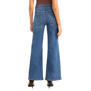 Pantalones Anchos de Mezclilla para Mujer, de Alta Calidad, Cintura Alta, Estilo Vintage, Lavado Azul - Product Image 2