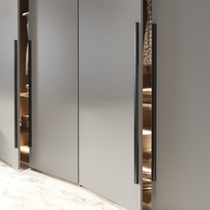 Poignée de meuble élégante en aluminium, profilée, pour tiroir, porte de placard, barre fine, finition PVD Or Noir - Product Image 1