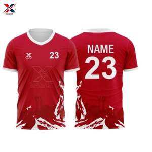 Nouveaux maillots de football 7V7 légers, respirants, à séchage rapide, imprimés par transfert thermique, col en V, manches courtes, personnalisables pour hommes (nom d'équipe/joueur) - Product Image 4