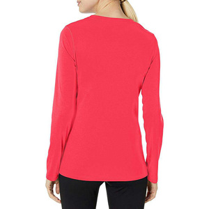T-shirt de sport rose vif à manches longues pour femme, léger et respirant, idéal pour la gym et la course à pied - Product Image 5