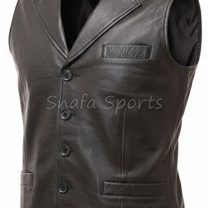 Gilet en cuir pour homme, design moderne, veste sans manches de qualité supérieure, vêtement élégant et tendance. - Product Image 3