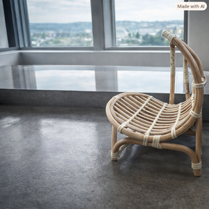 Silla de Ratán Minimalista, Ecológica y Duradera, Color Beige, Muebles para Sala de Estar, Diseño Moderno, Accesorio de Fotografía, Forma de Luna - Product Image 1