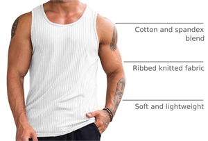 Débardeurs de sport sans manches pour hommes, en tricot côtelé 100% polyester, respirants, à séchage rapide et écologiques |   T-shirt de sport à col rond pour la musculation et le fitness - Product Image 5